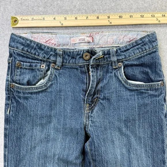 Levi's Girls 16 Regular 517 Stretch Flare Blue Denim Jeans Y2K‎ Style - Picture 6 of 9